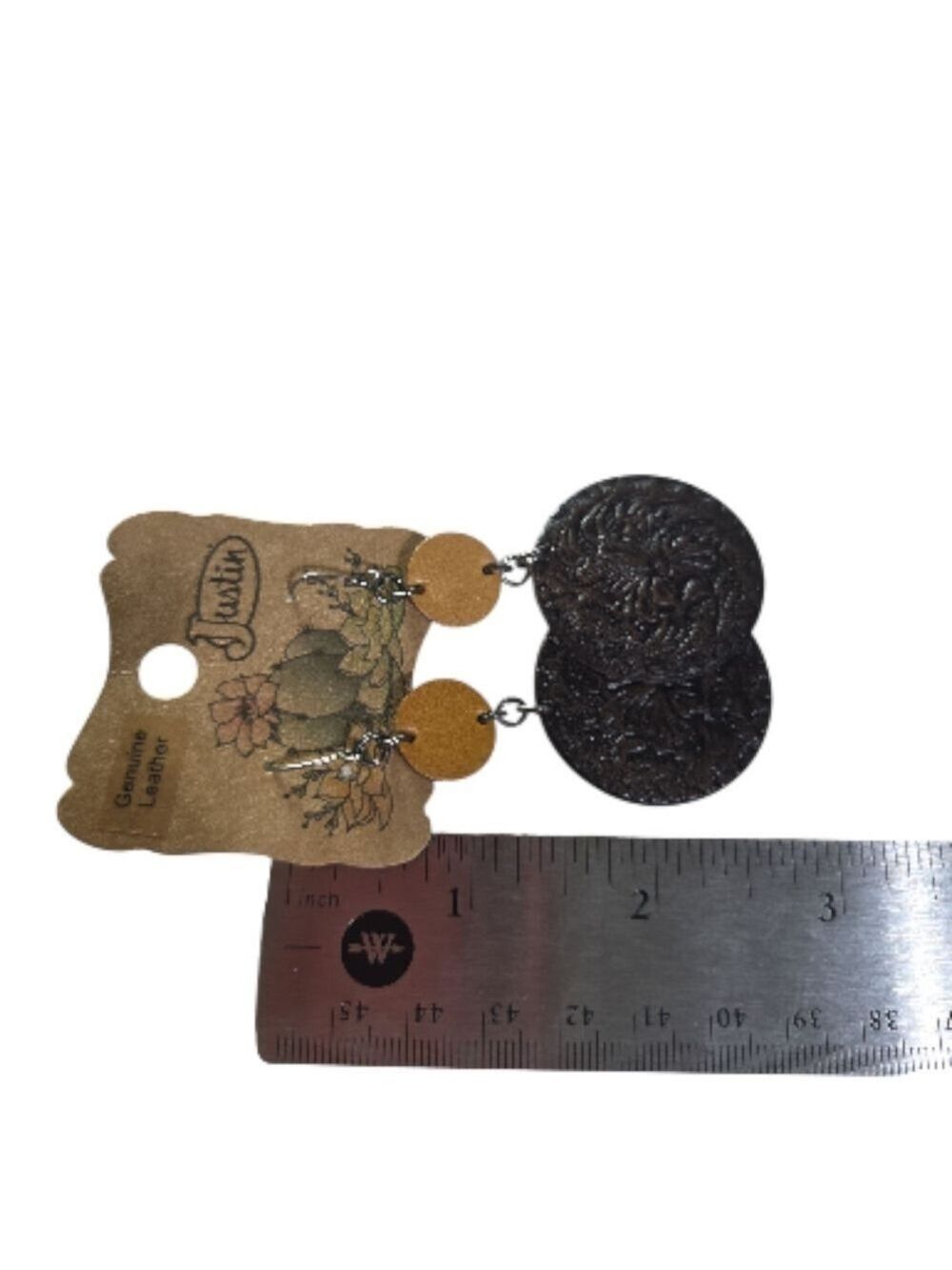Justin Boots Brown Leather Earrings - Picture 5 of 6